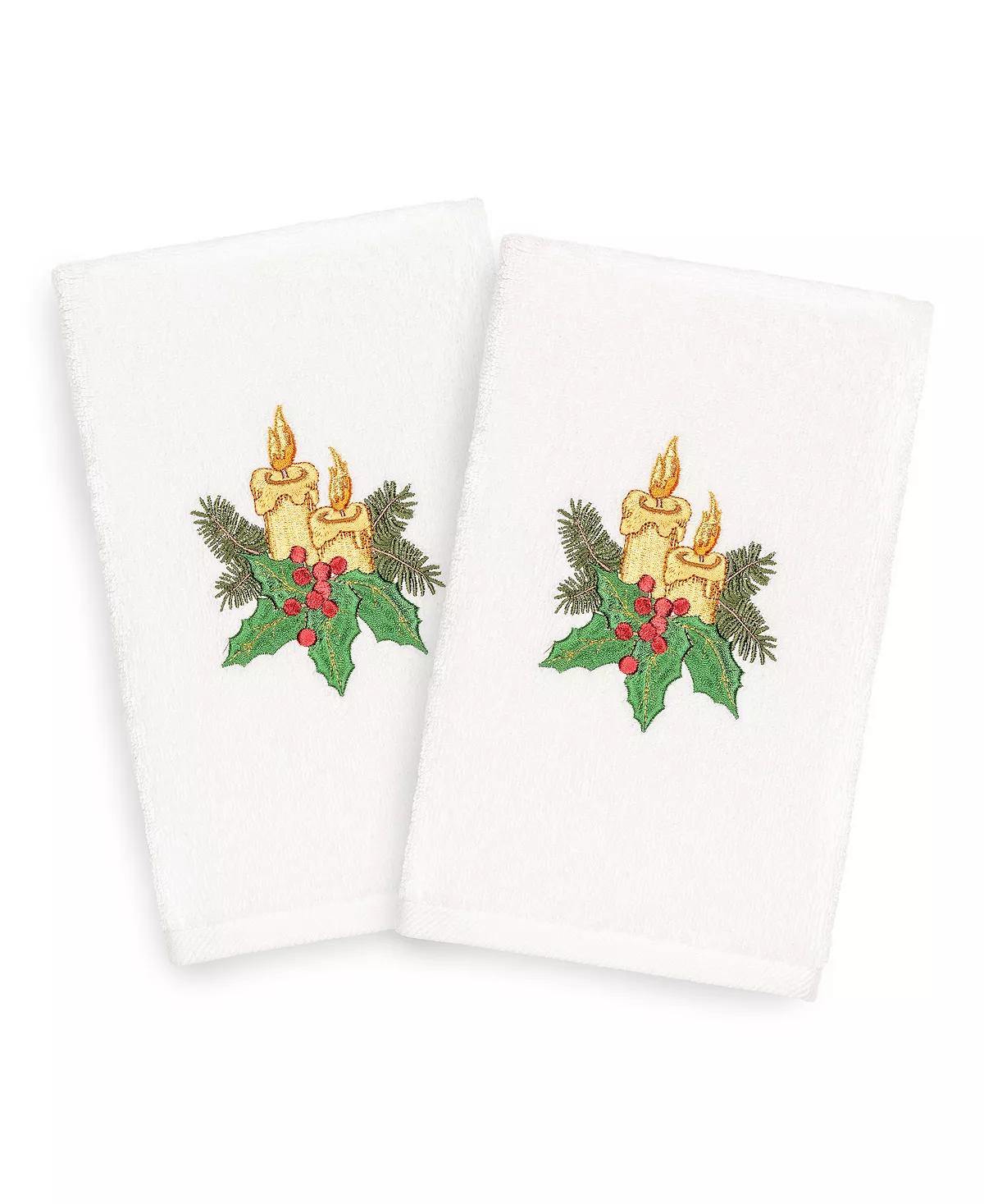 Linum Home Christmas Candles 100% Turkish Cotton 2-Pc. Hand Towel Set - Image 2