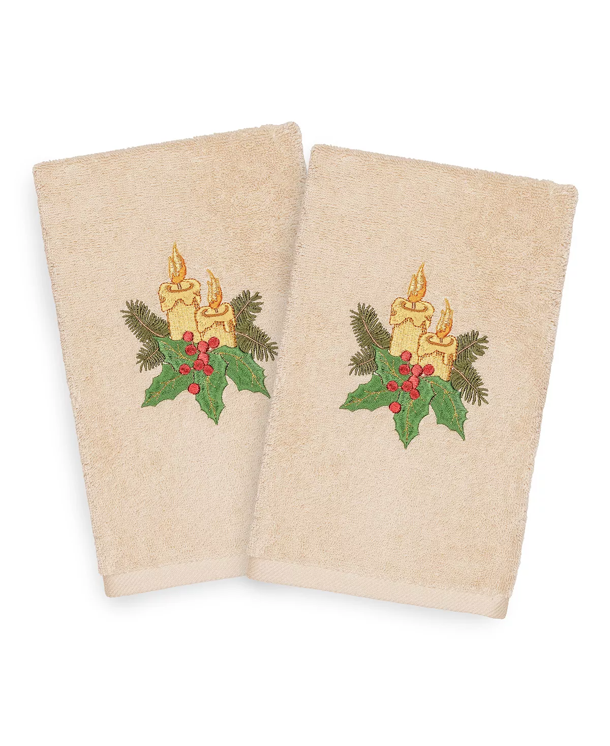 Linum Home Christmas Candles 100% Turkish Cotton 2-Pc. Hand Towel Set - Image 4