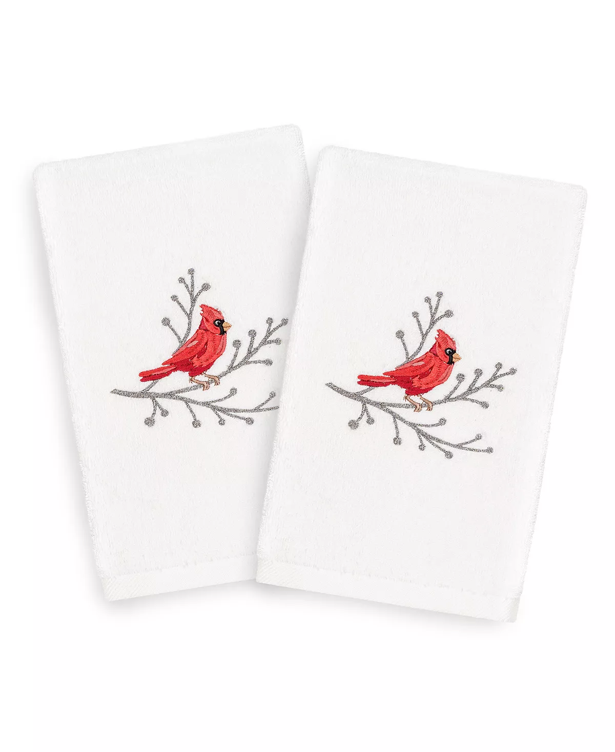 Linum Home Christmas Cardinal 100% Turkish Cotton 2-Pc. Hand Towel Set - Image 2