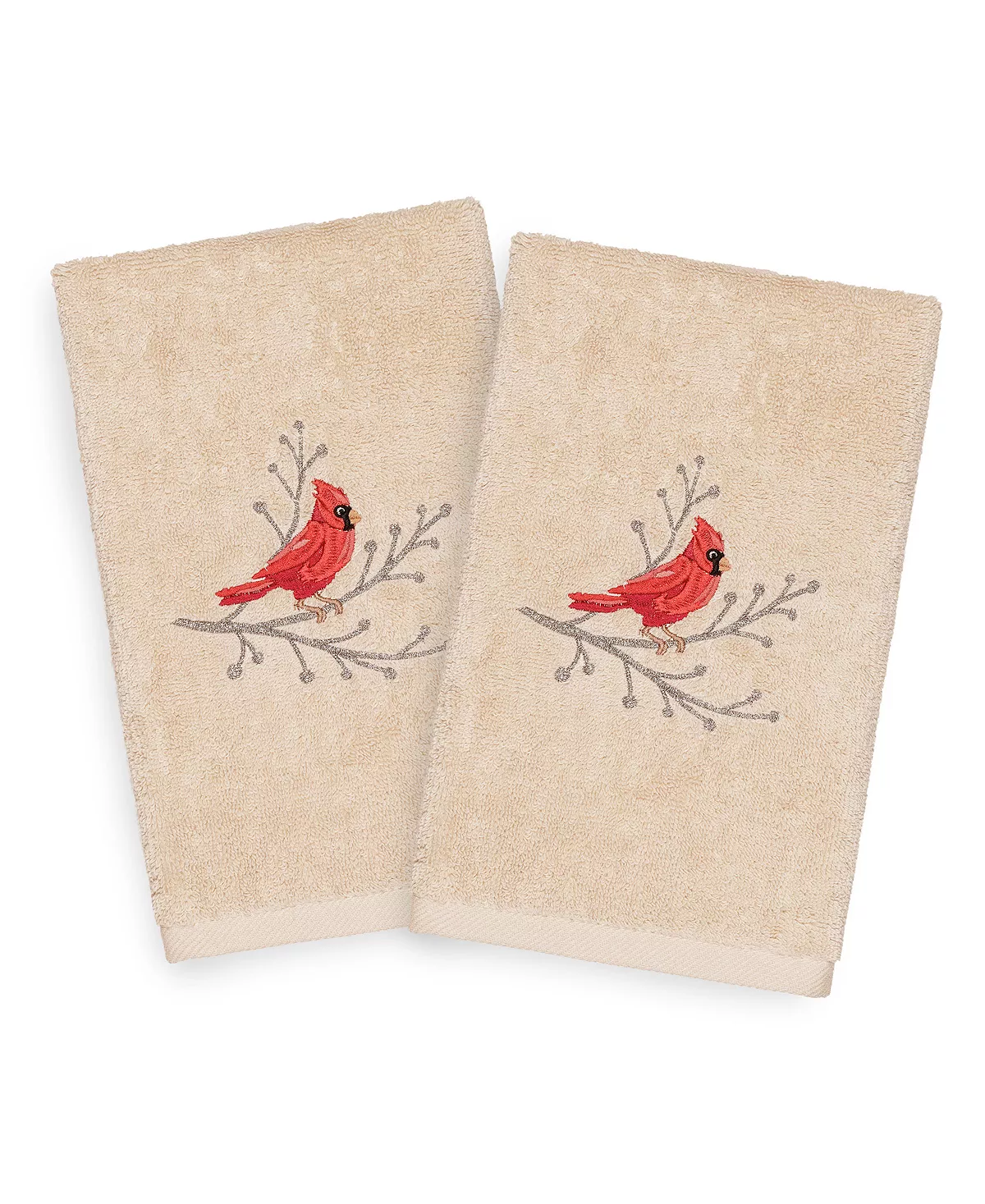 Linum Home Christmas Cardinal 100% Turkish Cotton 2-Pc. Hand Towel Set - Image 4