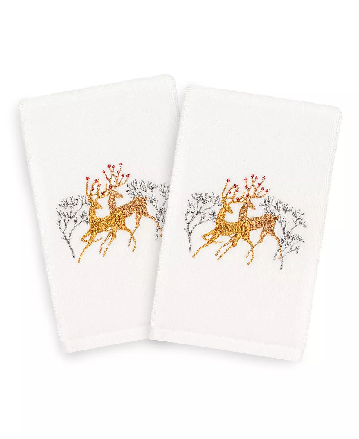 Linum Home Christmas Deer 100% Turkish Cotton 2-Pc. Hand Towel Set - Image 2