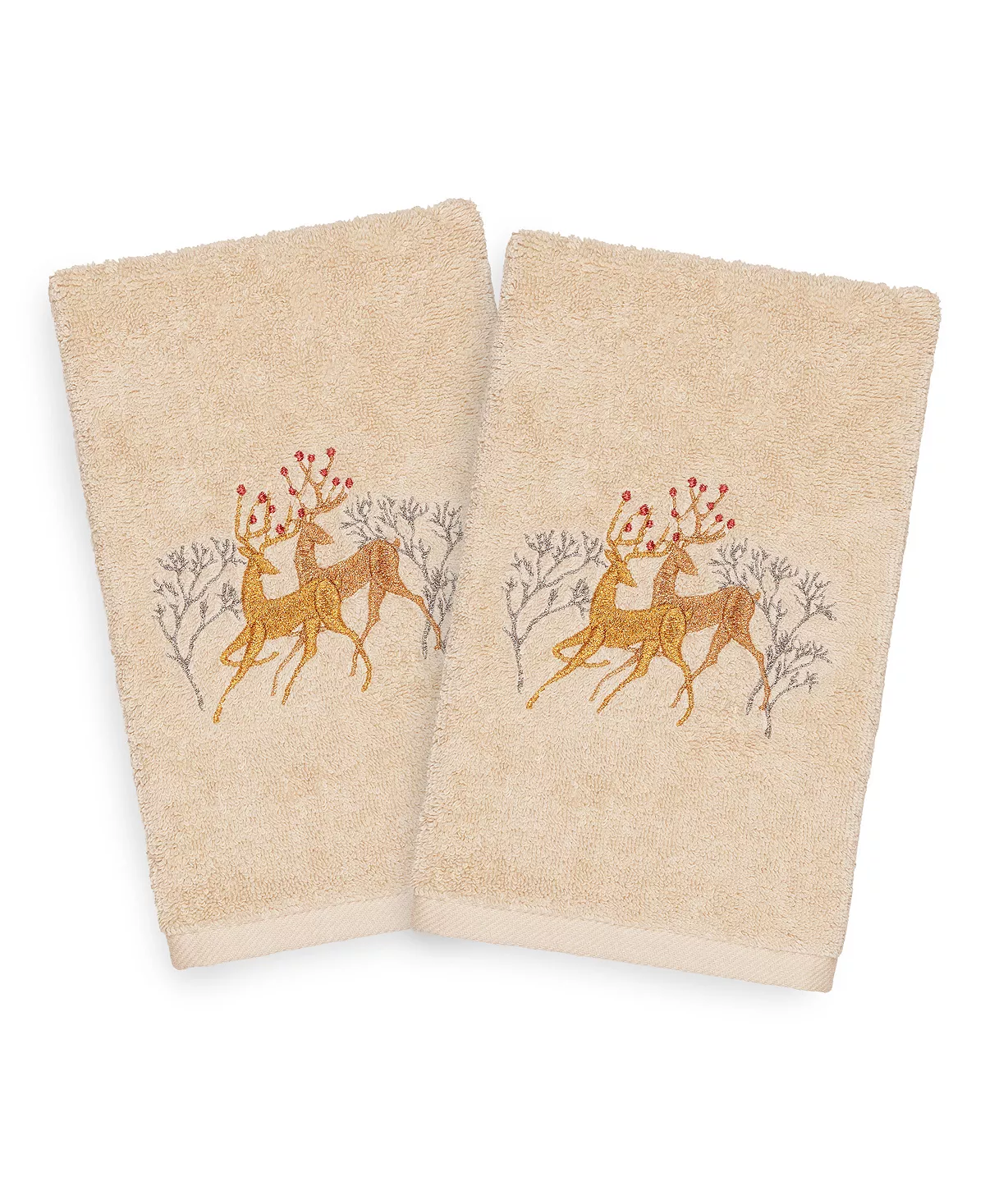 Linum Home Christmas Deer 100% Turkish Cotton 2-Pc. Hand Towel Set - Image 4