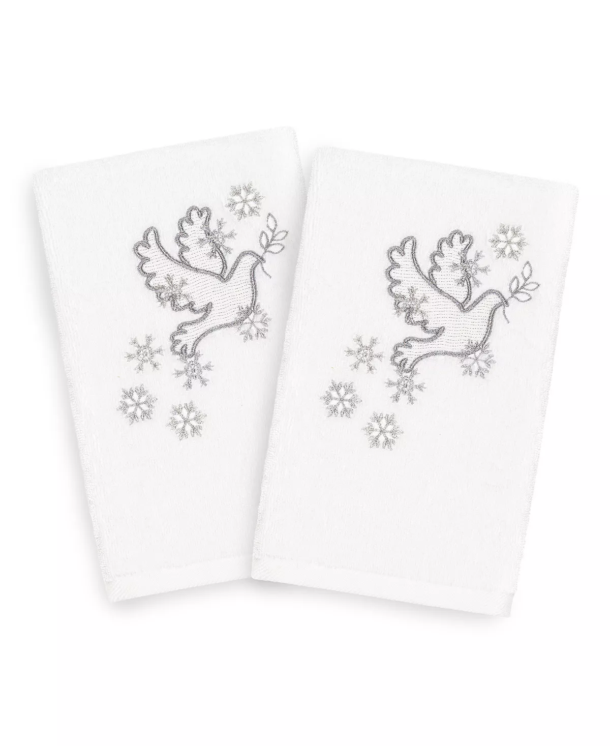 Linum Home Christmas Dove 100% Turkish Cotton 2-Pc. Hand Towel Set - Image 2