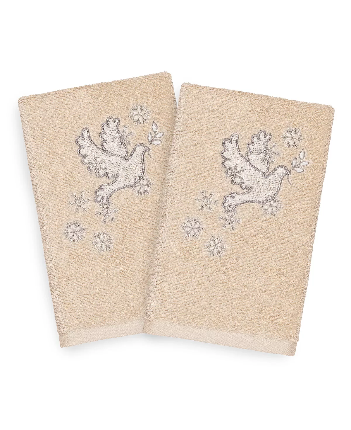 Linum Home Christmas Dove 100% Turkish Cotton 2-Pc. Hand Towel Set - Image 4