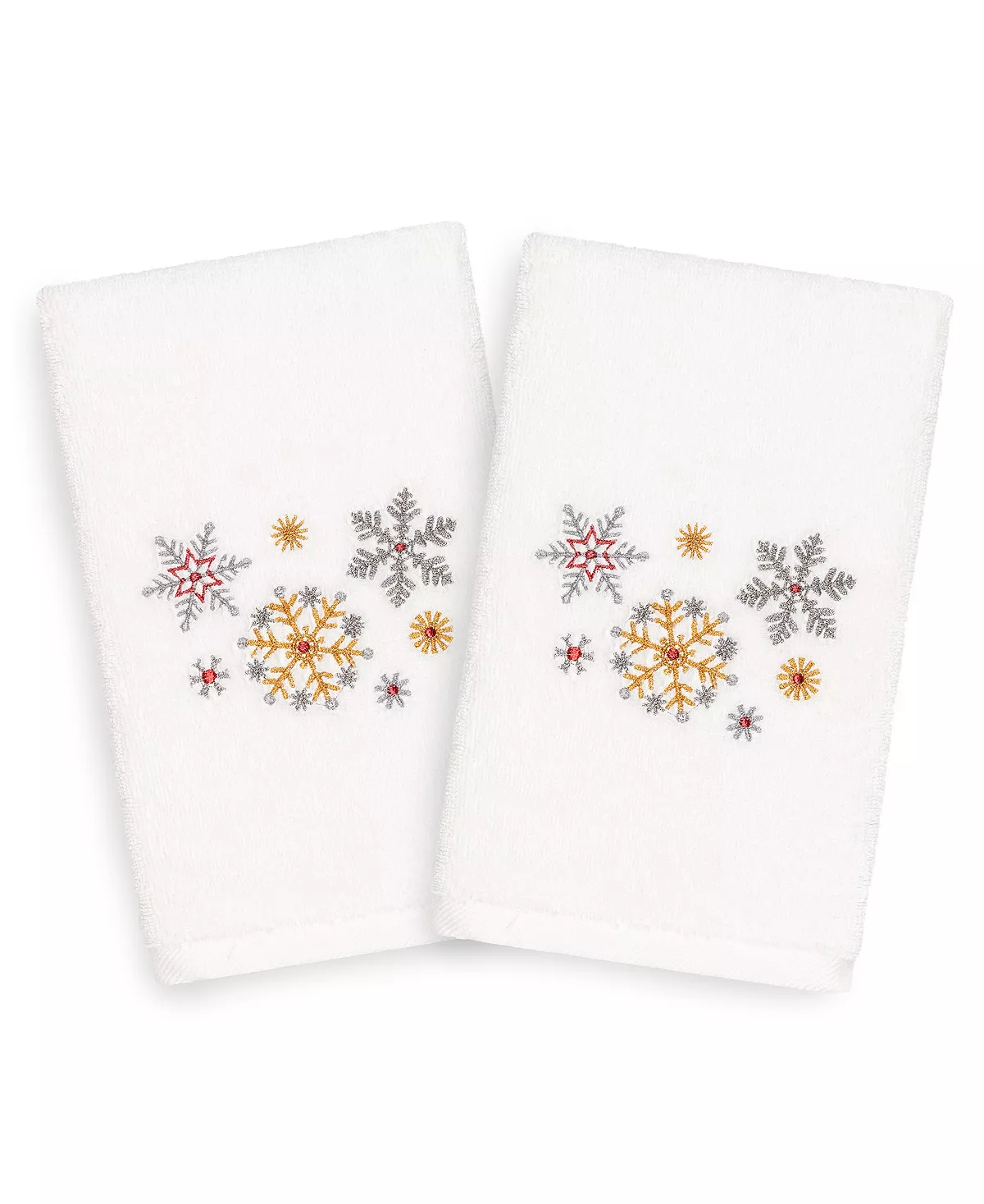 Linum Home Christmas Snowfall 100% Turkish Cotton 2-Pc. Hand Towel Set 2 Linum Home Christmas Snowfall 100% Turkish Cotton 2-Pc. Hand Towel Set - Image 2