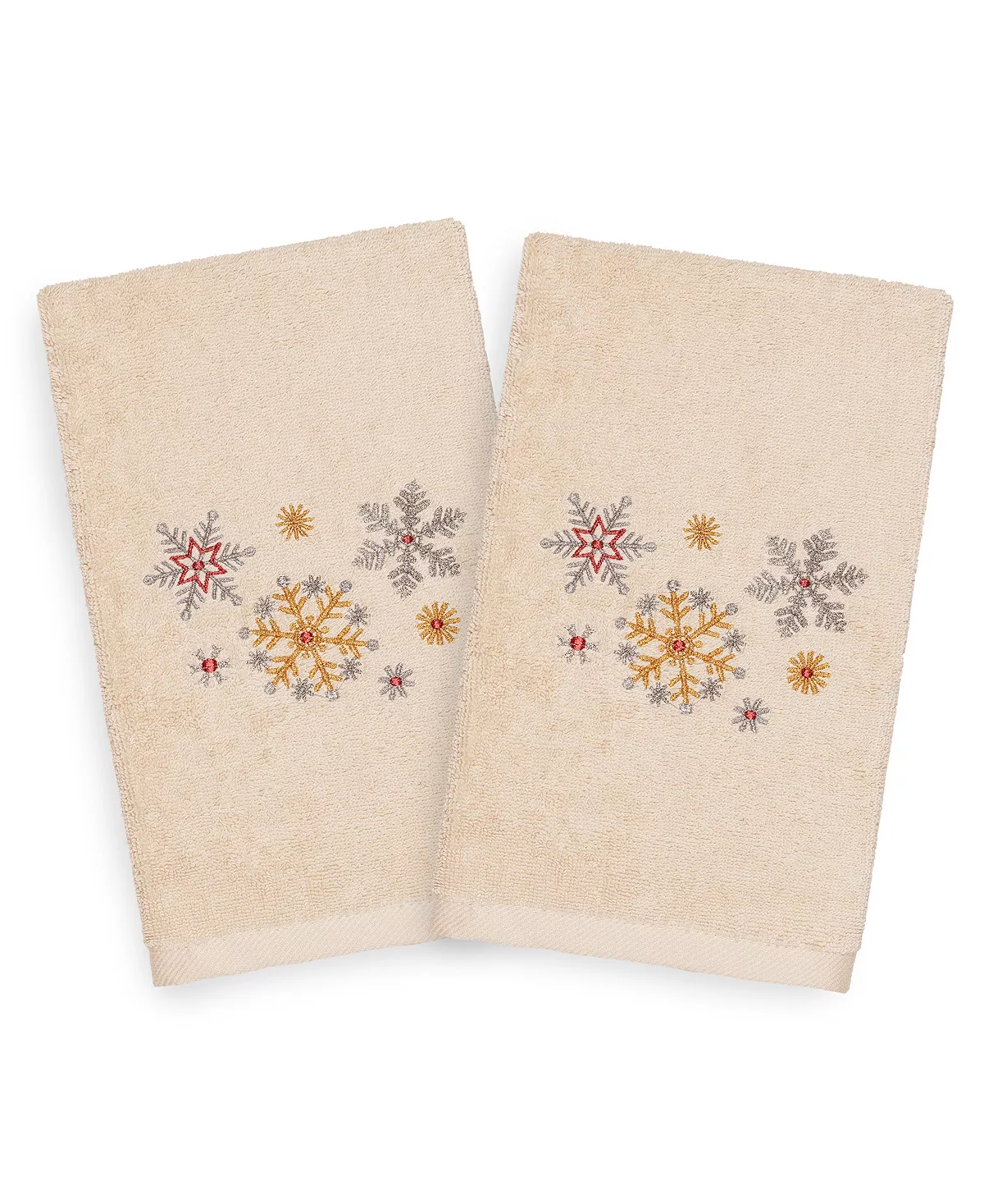 Linum Home Christmas Snowfall 100% Turkish Cotton 2-Pc. Hand Towel Set 4 Linum Home Christmas Snowfall 100% Turkish Cotton 2-Pc. Hand Towel Set - Image 4