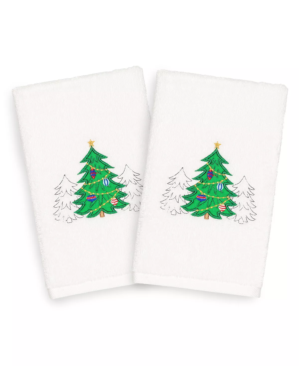 Linum Home Christmas Three Trees 100% Turkish Cotton 2-Pc. Hand Towel Set - Image 2