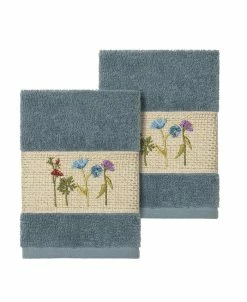 Linum Home Serenity 2-Pc. Embellished Washcloth Set