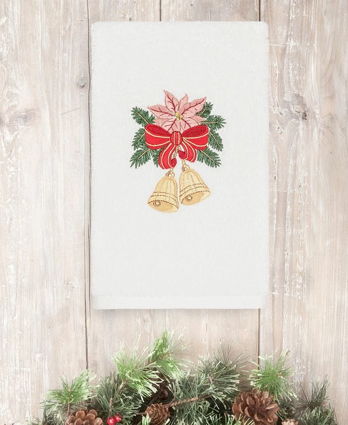 Linum Home Christmas Bells 100% Turkish Cotton Hand Towel 1 Linum Home Christmas Bells 100% Turkish Cotton Hand Towel