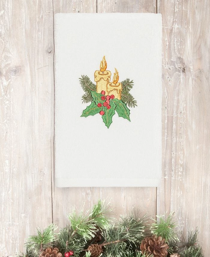 Linum Home Christmas Candles 100% Turkish Cotton Hand Towel