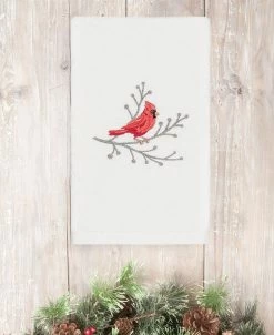 Linum Home Christmas Cardinal 100% Turkish Cotton Hand Towel