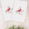 Linum Home Christmas Cardinal 100% Turkish Cotton 2-Pc. Hand Towel Set