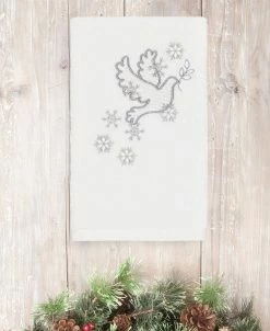 Linum Home Christmas Dove 100% Turkish Cotton Hand Towel