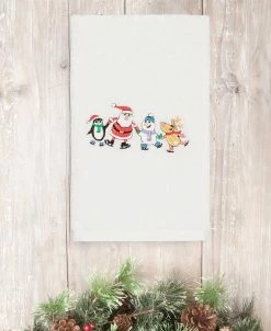 Linum Home Christmas Skating Party 100% Turkish Cotton Hand Towels