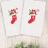 Linum Home Christmas Stocking 100% Turkish Cotton 2-Pc. Hand Towel Set