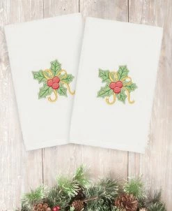 Linum Home Christmas Holly Bunch 100% Turkish Cotton Hand Towel Collection