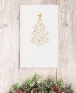 Linum Home Christmas Tree Scroll 100% Turkish Cotton Hand Towel