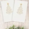 Linum Home Christmas Tree Scroll 100% Turkish Cotton Hand Towel Collection