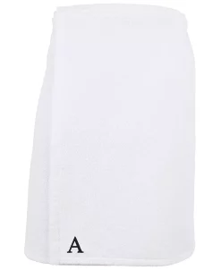 Linum Home 100% Turkish Cotton Terry Personalized Men's Bath Wrap - White