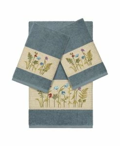 Linum Home Turkish Cotton Serenity 3-Pc. Embellished Towel Set