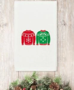 Linum Home Christmas Sweaters Embroidered 100% Turkish Cotton Hand Towel