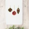 Linum Home Christmas Ornaments Embroidered 100% Turkish Cotton Hand Towel