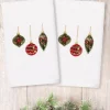 Linum Home Christmas Ornaments Embroidered 100% Turkish Cotton Hand Towels