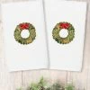 Linum Home Christmas Wreath Embroidered 100% Turkish Cotton 2-Pc. Hand Towel Set