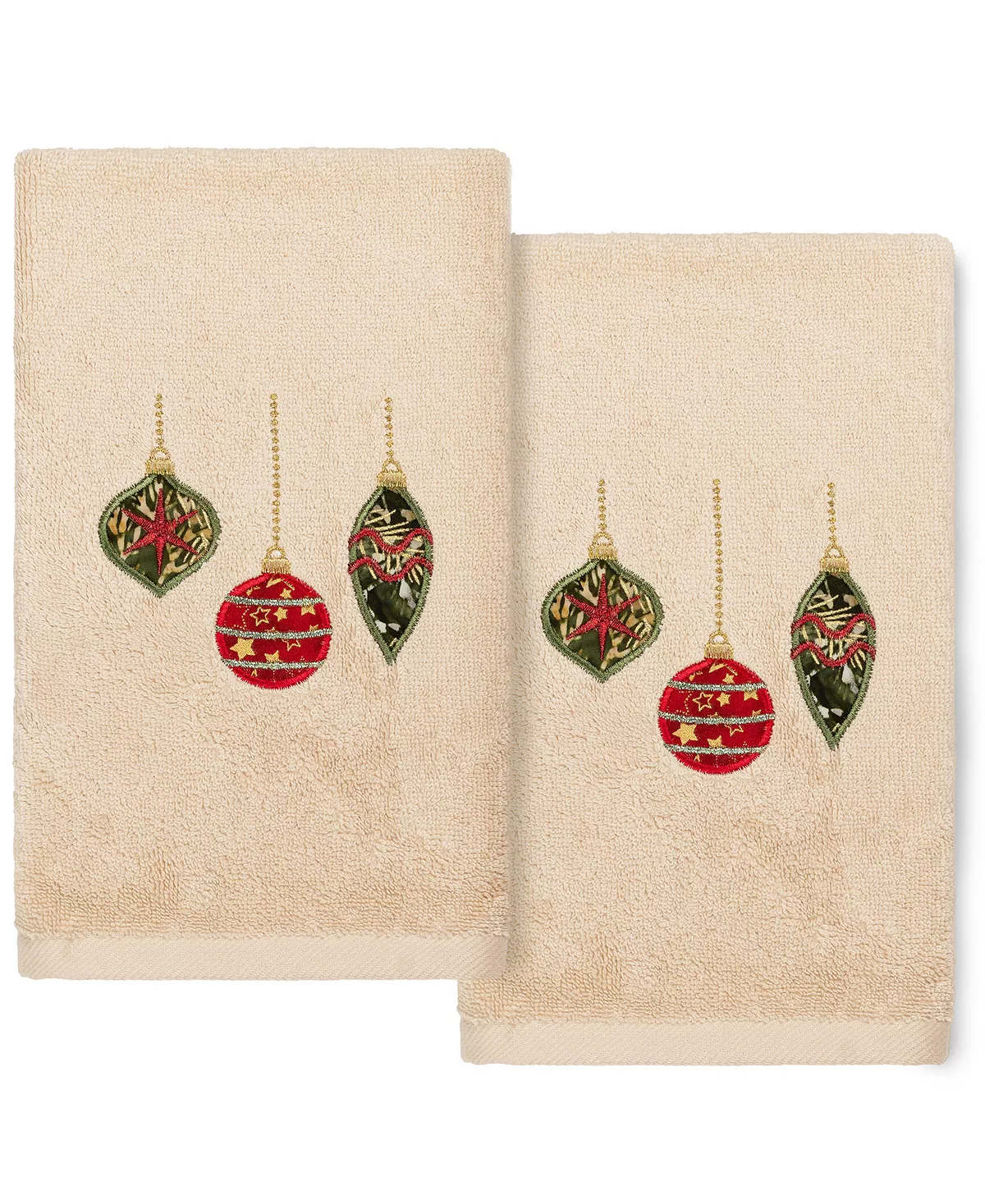 Linum Home Christmas Ornaments Embroidered 100% Turkish Cotton 2-Pc. Hand Towel Set - Image 4