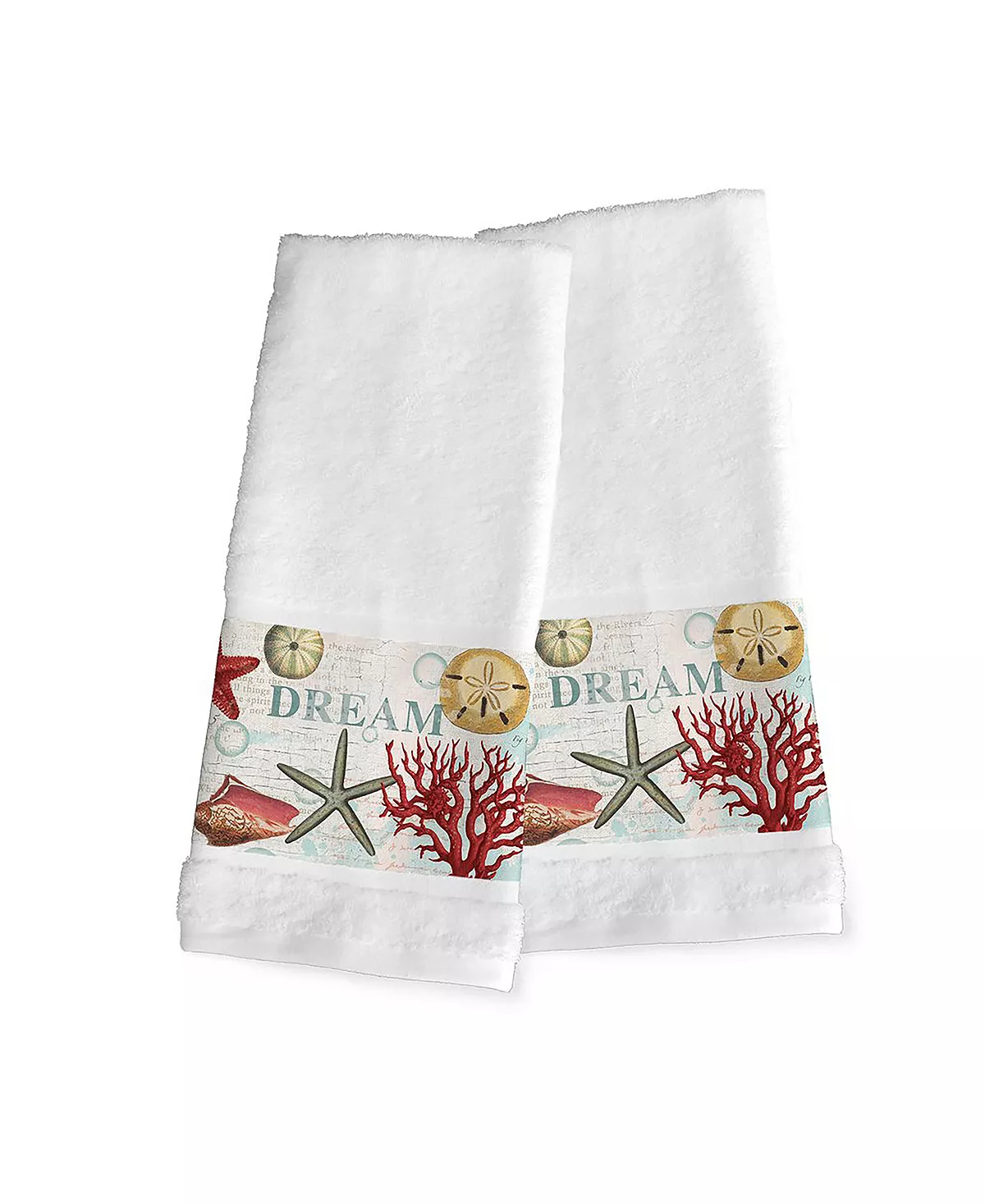 Laural Home Dream Beach Shells 2-Pc. Hand Towel Set
