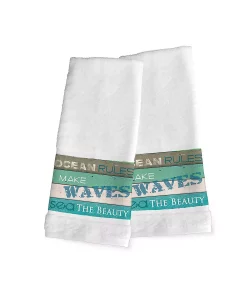 Laural Home Ocean Rules 2-Pc.Hand Towel Set