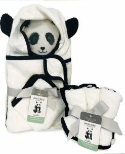 BedVoyage Panda Baby Viscose From Bamboo Bath Essentials, 8pc Baby Gift Set