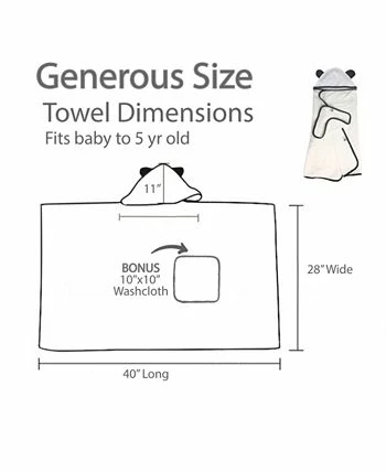 BedVoyage Panda Baby Viscose From Bamboo Bath Essentials, 8pc Baby Gift Set - Image 6