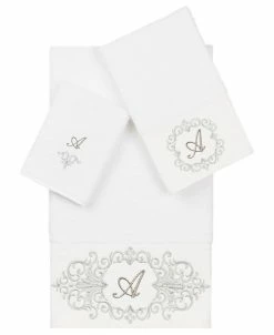 Linum Home Textiles Turkish Cotton Monica Embellished Towel 3 Piece Set - White