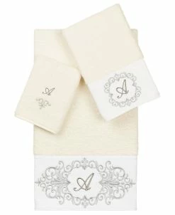Linum Home Textiles Turkish Cotton Monica Embellished Towel 3 Piece Set - Cream