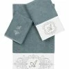 Linum Home Textiles Turkish Cotton Monica Embellished Towel 3 Piece Set - Teal