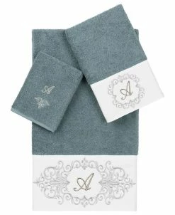 Linum Home Textiles Turkish Cotton Monica Embellished Towel 3 Piece Set - Teal