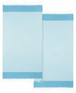 Linum Home Textiles Elegant Thin Stripe Pestemal Pack Of 2 100% Turkish Aegean Cotton Beach Towel
