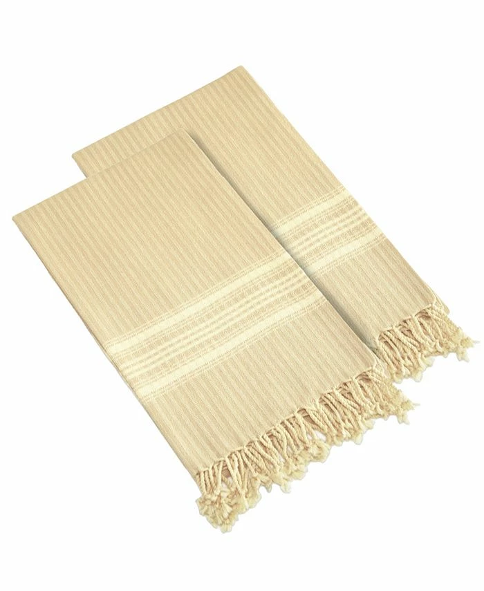 Linum Home Textiles Luxe Herringbone Pestemal Pack Of 2 100% Turkish Cotton Beach Towel