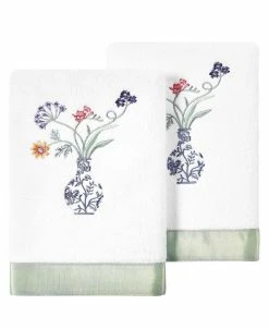 Linum Home Textiles Turkish Cotton Stella Embellished Hand Towel Set, 2 Piece