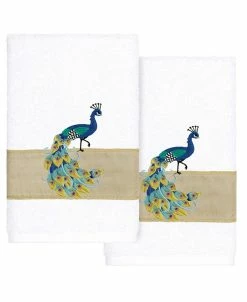 Linum Home Textiles Turkish Cotton Penelope Embellished Hand Towel Set, 2 Piece
