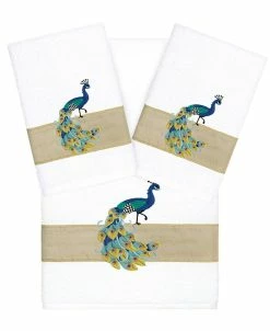 Linum Home Textiles Turkish Cotton Penelope Embellished Towel Set, 3 Piece