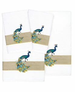 Linum Home Textiles Turkish Cotton Penelope Embellished Towel Set, 4 Piece
