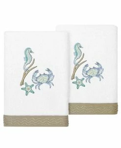 Linum Home Textiles Turkish Cotton Aaron Embellished Hand Towel Set, 2 Piece