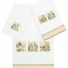 Linum Home Textiles Turkish Cotton Belinda Embellished Towel Set, 3 Piece