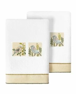 Linum Home Textiles Turkish Cotton Belinda Embellished Hand Towel Set, 2 Piece