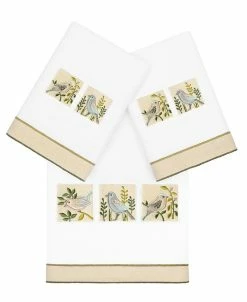 Linum Home Textiles Turkish Cotton Belinda Embellished Towel Set, 3 Piece