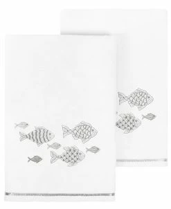 Linum Home Textiles Turkish Cotton Figi Embellished Bath Towel Set, 2 Piece