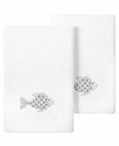 Linum Home Textiles Turkish Cotton Figi Embellished Fingertip Towel Set, 2 Piece