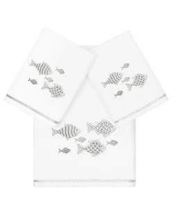 Linum Home Textiles Turkish Cotton Figi Embellished Towel Set, 3 Piece
